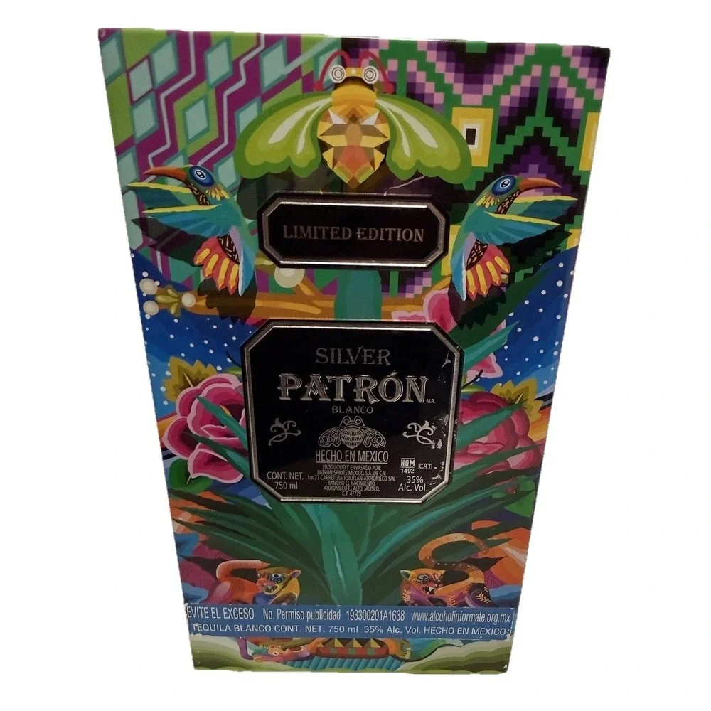Patron, Silver, Limited Edition. Tequila Tin Box – Empty. Colorful Mexican Folk‎